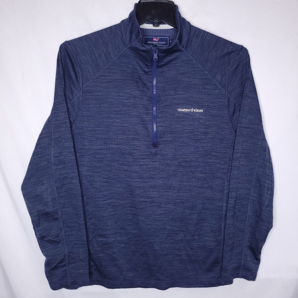 Vineyard Vines Pullover Mens Medium Navy Blue Fleece 1/4 Zip Performance